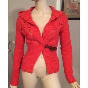 Free People chunky knit sweater with hood